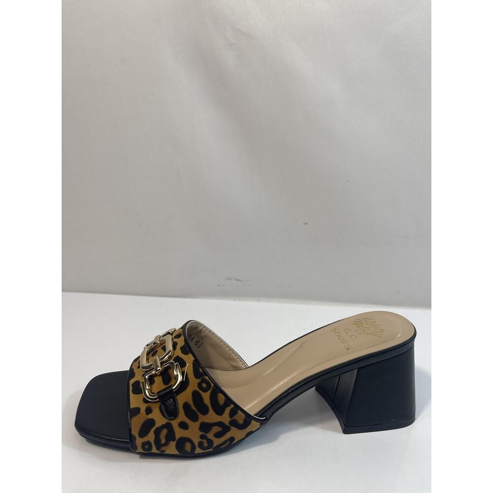 G.C. Shoes Shoes Womens Size 6.5 Brown Leopard Wanda Block Heel Sandals Box